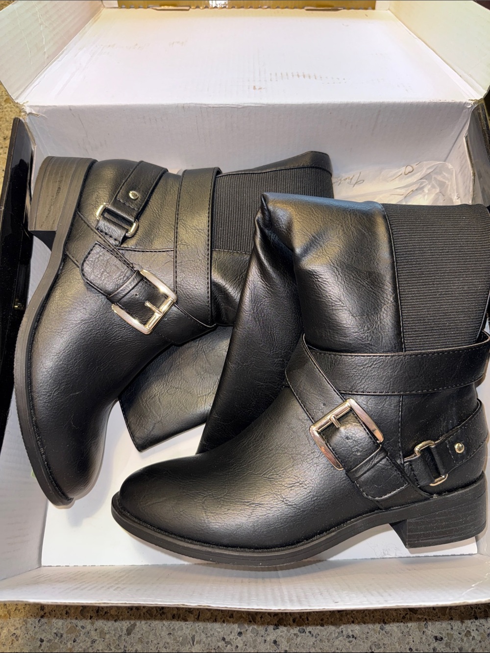 Thalia Sodi Black Buckle Ankle Booties